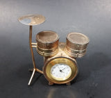 Small Miniature Novelty Drum Set Alpine Quartz Desk Clock Ornament - Needs Battery - Some Wear - Treasure Valley Antiques & Collectibles