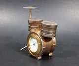 Small Miniature Novelty Drum Set Alpine Quartz Desk Clock Ornament - Needs Battery - Some Wear - Treasure Valley Antiques & Collectibles