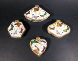 Set of Butterfly Ceramic with Gold Trim Hinged Trinket Jewelry Boxes in Box - Heart, Clam, Hexagon, Diamond - Treasure Valley Antiques & Collectibles
