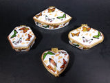 Set of Butterfly Ceramic with Gold Trim Hinged Trinket Jewelry Boxes in Box - Heart, Clam, Hexagon, Diamond - Treasure Valley Antiques & Collectibles