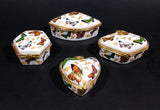 Set of Butterfly Ceramic with Gold Trim Hinged Trinket Jewelry Boxes in Box - Heart, Clam, Hexagon, Diamond - Treasure Valley Antiques & Collectibles