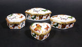 Set of Butterfly Ceramic with Gold Trim Hinged Trinket Jewelry Boxes in Box - Heart, Clam, Hexagon, Diamond - Treasure Valley Antiques & Collectibles