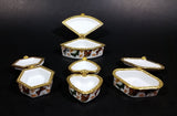 Set of Butterfly Ceramic with Gold Trim Hinged Trinket Jewelry Boxes in Box - Heart, Clam, Hexagon, Diamond - Treasure Valley Antiques & Collectibles
