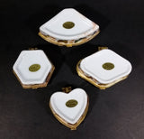 Set of Butterfly Ceramic with Gold Trim Hinged Trinket Jewelry Boxes in Box - Heart, Clam, Hexagon, Diamond - Treasure Valley Antiques & Collectibles