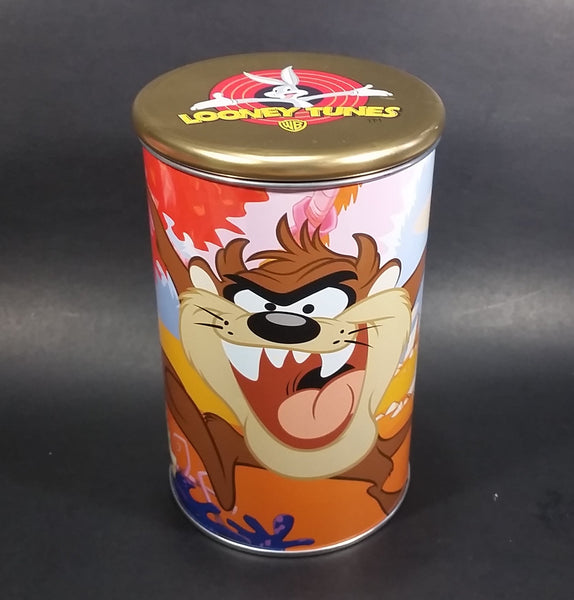 Warner Bros. Looney Tunes Taz Tasmanian Devil Character & Bugs Bunny Round Tin Canister - Treasure Valley Antiques & Collectibles