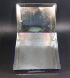 Vintage St Michael Marks & Spencer Biscuits Tin Blue with Gold Motif -  Lake Scenes on each side - Treasure Valley Antiques & Collectibles