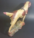 Antique 1940s Large Chalkware Hunting Hound Dog with Leather Harness - Signed - Treasure Valley Antiques & Collectibles