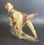 Antique 1940s Large Chalkware Hunting Hound Dog with Leather Harness - Signed - Treasure Valley Antiques & Collectibles