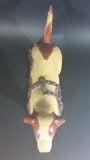 Antique 1940s Large Chalkware Hunting Hound Dog with Leather Harness - Signed - Treasure Valley Antiques & Collectibles