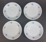 Set of 4 White with Blue Floral Flower Decor Tea Cup Saucers - Made in China - Treasure Valley Antiques & Collectibles