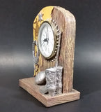 Western Rodeo Cowboy Quartz Clock w/ Leather Overlay, A Star, Boots, Canteen, Gun, and Ropes - Treasure Valley Antiques & Collectibles