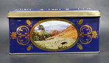 Vintage St Michael Marks & Spencer Biscuits Tin Blue with Gold Motif -  Lake Scenes on each side - Treasure Valley Antiques & Collectibles