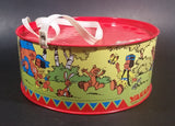 Vintage 1984 LBZ German Made Yakari Comic Book Series Red Tin Drum Toy - Treasure Valley Antiques & Collectibles