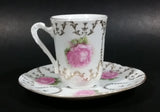 Vintage Unknown Maker Pink Floral with Gold Motif Tea Cup and Saucer Set - Treasure Valley Antiques & Collectibles