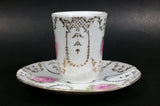 Vintage Unknown Maker Pink Floral with Gold Motif Tea Cup and Saucer Set - Treasure Valley Antiques & Collectibles