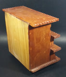 Vintage 3 Drawer Tiered Carved Notch Wooden w/ Green Felt Lining Footed Jewelry Trinket Box - Treasure Valley Antiques & Collectibles