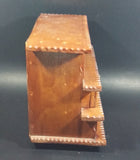 Vintage 3 Drawer Tiered Carved Notch Wooden w/ Green Felt Lining Footed Jewelry Trinket Box - Treasure Valley Antiques & Collectibles