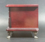 Secret Treasures Small Footed Wooden Jewelry Box with Flower Etched Heart Shaped Glass Hinged Lid - Treasure Valley Antiques & Collectibles