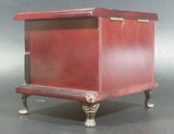Secret Treasures Small Footed Wooden Jewelry Box with Flower Etched Heart Shaped Glass Hinged Lid - Treasure Valley Antiques & Collectibles
