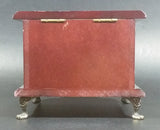 Secret Treasures Small Footed Wooden Jewelry Box with Flower Etched Heart Shaped Glass Hinged Lid - Treasure Valley Antiques & Collectibles