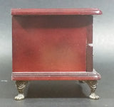 Secret Treasures Small Footed Wooden Jewelry Box with Flower Etched Heart Shaped Glass Hinged Lid - Treasure Valley Antiques & Collectibles