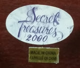 Secret Treasures Small Footed Wooden Jewelry Box with Flower Etched Heart Shaped Glass Hinged Lid - Treasure Valley Antiques & Collectibles