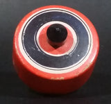 Vintage Orange Black and White Bullseye Solid Wood Spinning Top - Treasure Valley Antiques & Collectibles