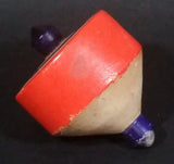 Vintage Orange Black and White Bullseye Solid Wood Spinning Top - Treasure Valley Antiques & Collectibles