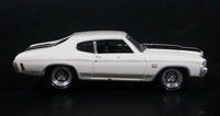 2003 Johnny Lightning 1971 Chevy Chevelle SS White w/ Black Stripes Die Cast Toy Car Vehicle w/ Opening Hood - Treasure Valley Antiques & Collectibles