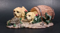 Two Puppy Dogs Being Curious and Playful with a Turtle Resin Decorative Ornament - Treasure Valley Antiques & Collectibles