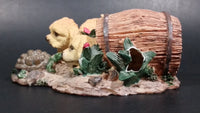 Two Puppy Dogs Being Curious and Playful with a Turtle Resin Decorative Ornament - Treasure Valley Antiques & Collectibles