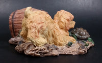 Two Puppy Dogs Being Curious and Playful with a Turtle Resin Decorative Ornament - Treasure Valley Antiques & Collectibles