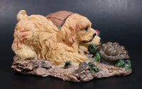 Two Puppy Dogs Being Curious and Playful with a Turtle Resin Decorative Ornament - Treasure Valley Antiques & Collectibles