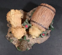 Two Puppy Dogs Being Curious and Playful with a Turtle Resin Decorative Ornament - Treasure Valley Antiques & Collectibles