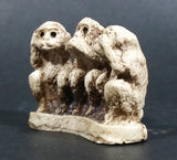 Antique Wise Monkeys Hear No Evil, Speak No Evil, See No Evil Small Bone Carving - Signed - Treasure Valley Antiques & Collectibles