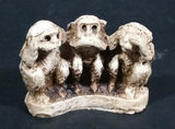 Antique Wise Monkeys Hear No Evil, Speak No Evil, See No Evil Small Bone Carving - Signed - Treasure Valley Antiques & Collectibles