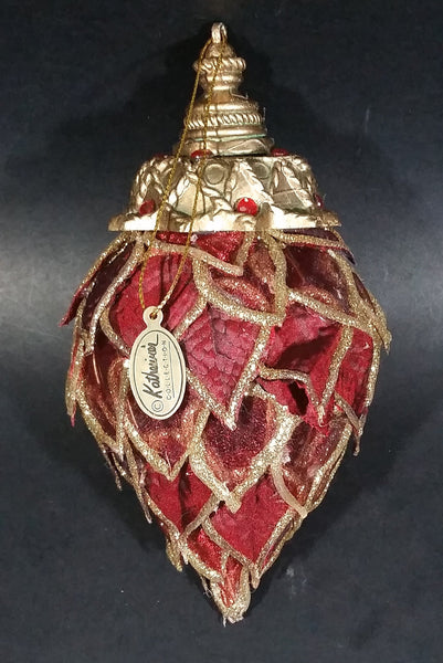 Katherine's Collection Dark Red with Gold Pointed Crowned Bulb Christmas Ornament - Treasure Valley Antiques & Collectibles