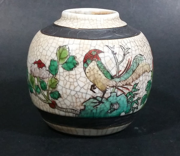 Chinese Crackle Glaze Porcelain Ginger Jar Vase Birds Flowers No Lid - Treasure Valley Antiques & Collectibles