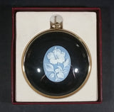 Peter Bates Limited Edition Blue White Flower Cameo in Black Hibiscus Pendant In Box - From The Miniature World of Peter Bates - Treasure Valley Antiques & Collectibles