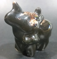 Small Ceramic Bull Cow Ox Black with Brown white Swirl Ceramic Figurine Numbered 42 - Treasure Valley Antiques & Collectibles