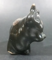Small Ceramic Bull Cow Ox Black with Brown white Swirl Ceramic Figurine Numbered 42 - Treasure Valley Antiques & Collectibles