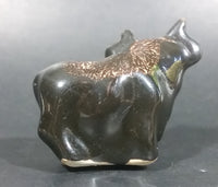 Small Ceramic Bull Cow Ox Black with Brown white Swirl Ceramic Figurine Numbered 42 - Treasure Valley Antiques & Collectibles