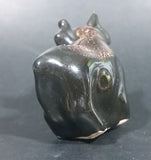 Small Ceramic Bull Cow Ox Black with Brown white Swirl Ceramic Figurine Numbered 42 - Treasure Valley Antiques & Collectibles