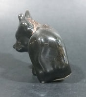 Small Ceramic Bull Cow Ox Black with Brown white Swirl Ceramic Figurine Numbered 42 - Treasure Valley Antiques & Collectibles