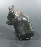 Small Ceramic Bull Cow Ox Black with Brown white Swirl Ceramic Figurine Numbered 42 - Treasure Valley Antiques & Collectibles