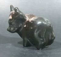 Small Ceramic Bull Cow Ox Black with Brown white Swirl Ceramic Figurine Numbered 42 - Treasure Valley Antiques & Collectibles