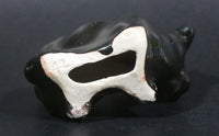 Small Ceramic Bull Cow Ox Black with Brown white Swirl Ceramic Figurine Numbered 42 - Treasure Valley Antiques & Collectibles