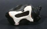 Small Ceramic Bull Cow Ox Black with Brown white Swirl Ceramic Figurine Numbered 42 - Treasure Valley Antiques & Collectibles