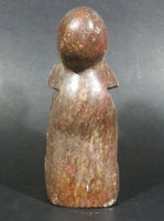 Carved Solid Brown Soapstone Embracing Hugging People Decorative Sculpture - Treasure Valley Antiques & Collectibles