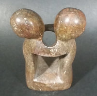 Carved Solid Brown Soapstone Embracing Hugging People Decorative Sculpture - Treasure Valley Antiques & Collectibles